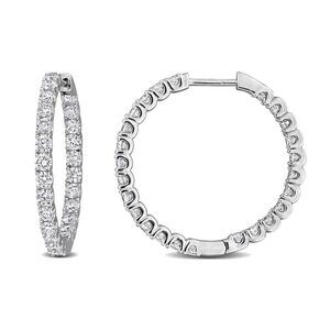 2.00 Carat (ctw) Lab Grown Diamond Hoop Earrings Sterling Silver